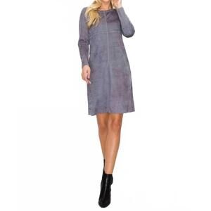 NEW JOH aurora suede round neck with pockets dress in charcoal